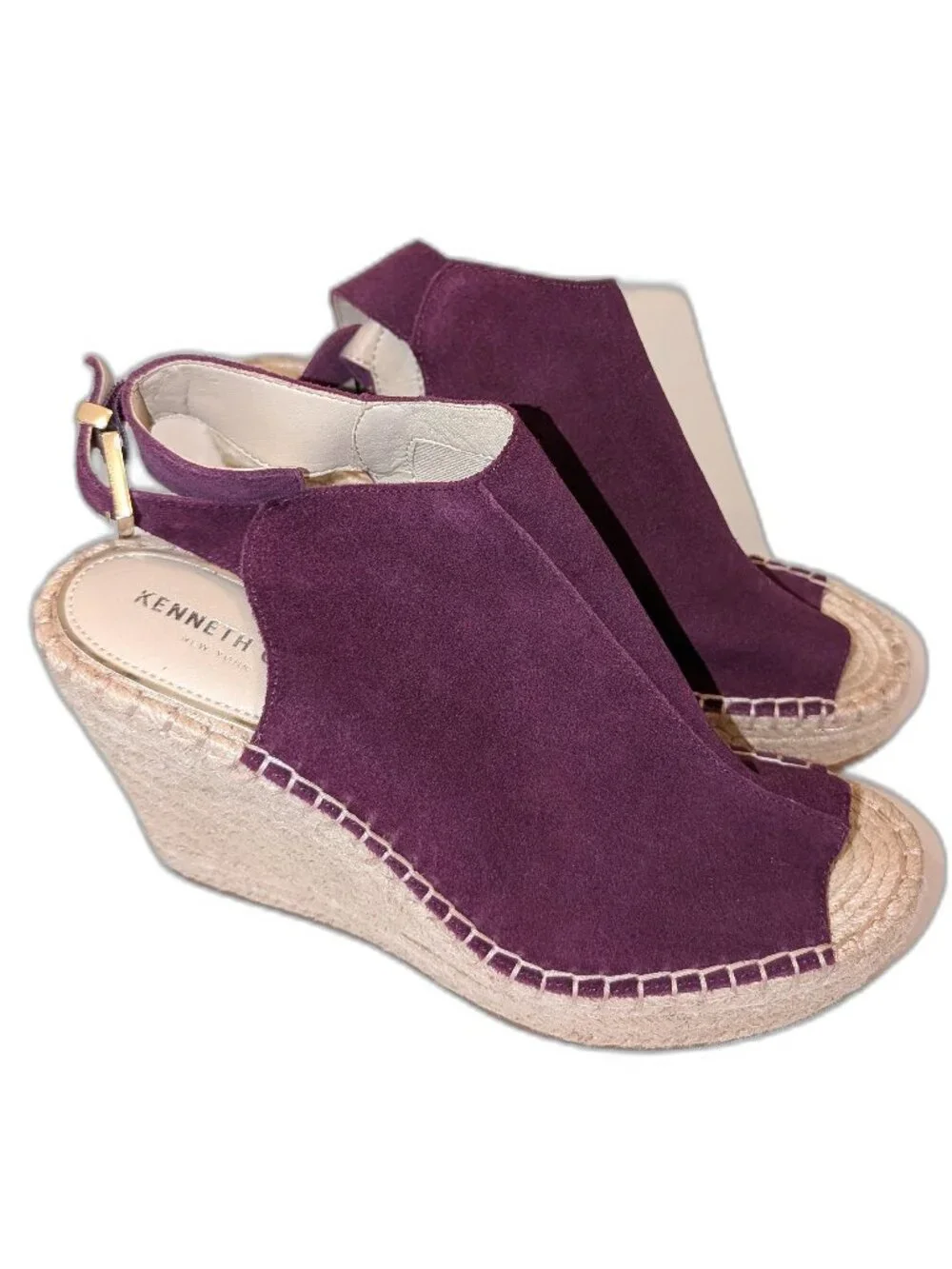 NWOT Kenneth Cole | Olivia Suede Espadrille Wedge Sandals Eggplant Purple Sz 10